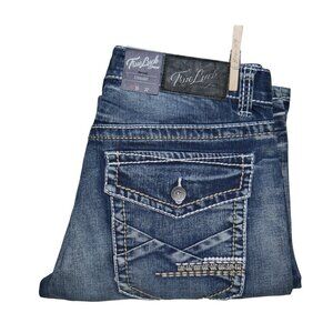 NEW True Luck Dark Wash Jeans Men's Size 30x32 Thick Stitch Straight Leg BKE